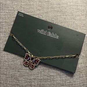 Wild Fable Gold Chain Necklace with Purple Butterfly
